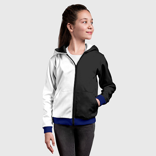 Детская толстовка на молнии ПРОСТО ЧЁРНО-БЕЛЫЙ / 3D-Синий – фото 4