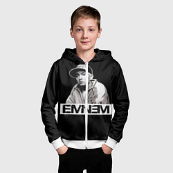 Толстовка на молнии детская Eminem, цвет: 3D-белый — фото 2