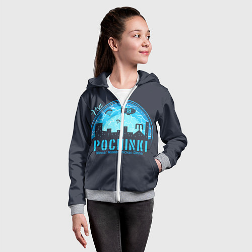 Детская толстовка на молнии Pochinki / 3D-Меланж – фото 4