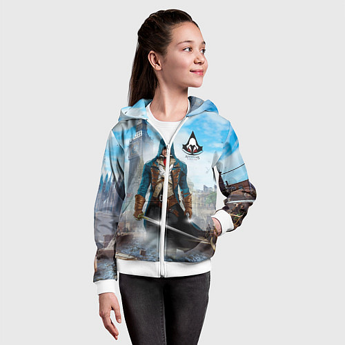 Детская толстовка на молнии Assasin's creed / 3D-Белый – фото 4