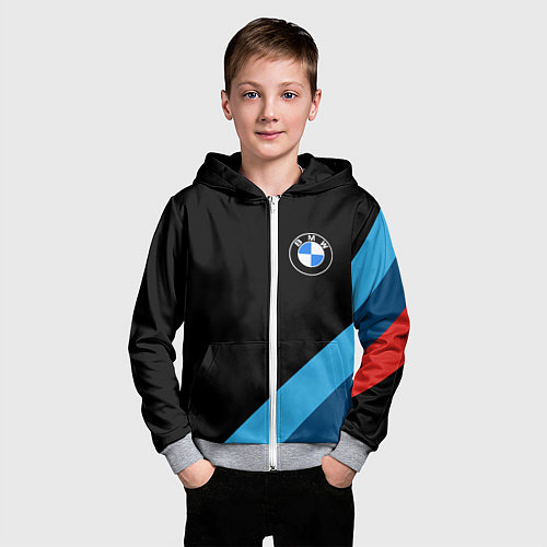 Детская толстовка на молнии BMW / 3D-Меланж – фото 3