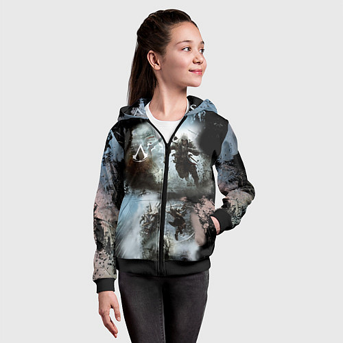 Детская толстовка на молнии Assassin??s Creed / 3D-Черный – фото 4