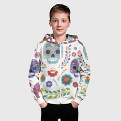 Толстовка на молнии детская Мексиканские мотивы, цвет: 3D-белый — фото 2