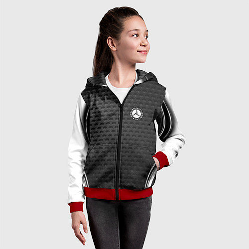 Детская толстовка на молнии MERCEDES-BENZ / 3D-Красный – фото 4