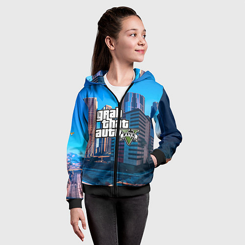 Детская толстовка на молнии GTA 5 / 3D-Черный – фото 4