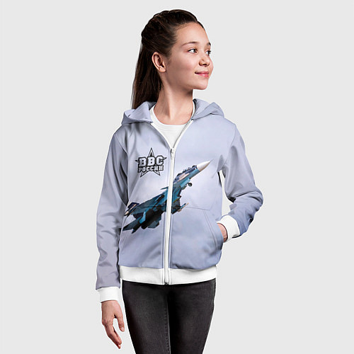 Детская толстовка на молнии ВВС России / 3D-Белый – фото 4