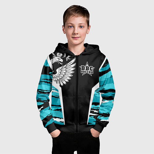 Детская толстовка на молнии ВВС России Камуфляж / 3D-Черный – фото 3