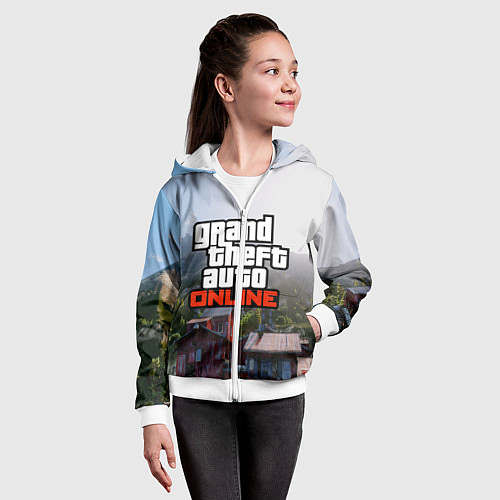 Детская толстовка на молнии GTA Online / 3D-Белый – фото 4