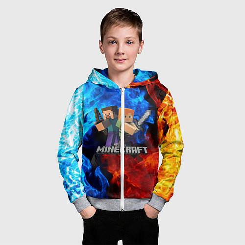 Детская толстовка на молнии MINECRAFT / 3D-Меланж – фото 3