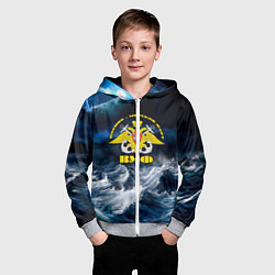 Толстовка на молнии детская Военно-морской флот, цвет: 3D-меланж — фото 2
