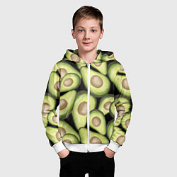 Толстовка на молнии детская Avocado background, цвет: 3D-белый — фото 2