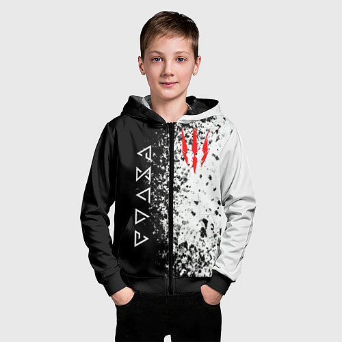 Детская толстовка на молнии THE WITCHER / 3D-Черный – фото 3