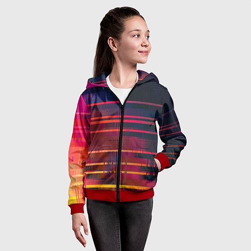 Детская толстовка на молнии Glitch of gradient / 3D-Красный – фото 4