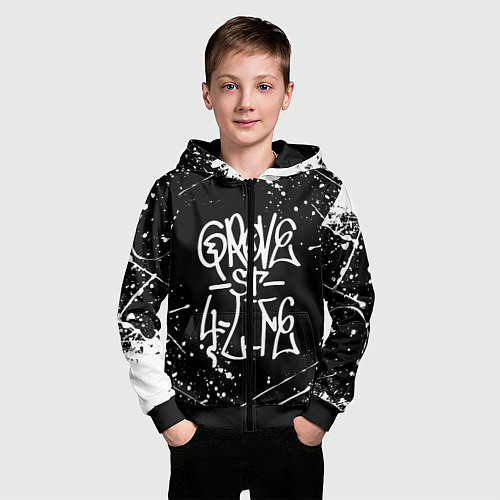 Детская толстовка на молнии GROVE STREET GTA / 3D-Черный – фото 3