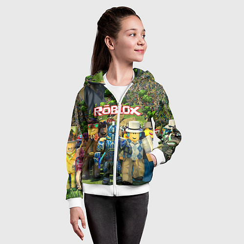 Детская толстовка на молнии ROBLOX / 3D-Белый – фото 4