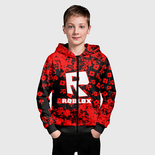 Детская толстовка на молнии Roblox / 3D-Черный – фото 3