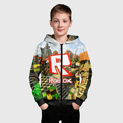 Толстовка на молнии детская ROBLOX, цвет: 3D-черный — фото 2