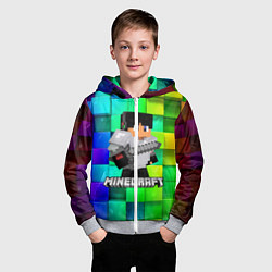 Толстовка на молнии детская Minecraft Майнкрафт, цвет: 3D-меланж — фото 2