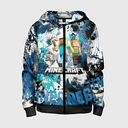 Толстовка на молнии детская Minecraft Майнкрафт, цвет: 3D-черный