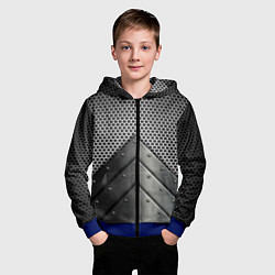 Толстовка на молнии детская Броня металлическая, цвет: 3D-синий — фото 2