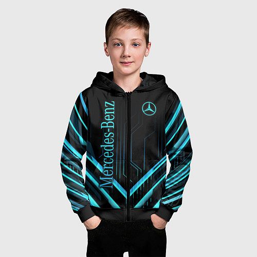 Детская толстовка на молнии Mercedes-Benz / 3D-Черный – фото 3