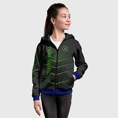 Детская толстовка на молнии Mercedes-Benz / 3D-Синий – фото 4