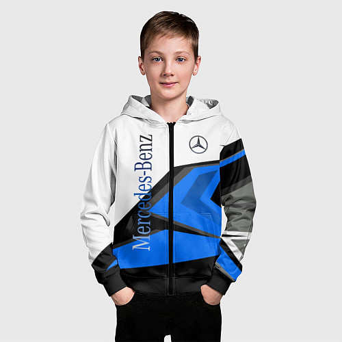 Детская толстовка на молнии Mercedes-Benz / 3D-Черный – фото 3