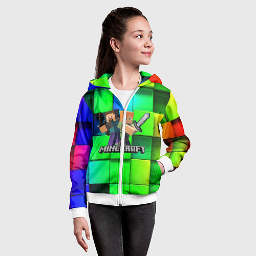 Детская толстовка на молнии MINECRAFT / 3D-Белый – фото 4