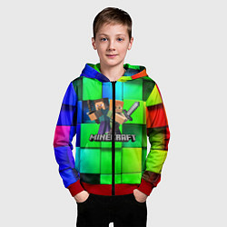Толстовка на молнии детская MINECRAFT, цвет: 3D-красный — фото 2