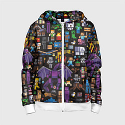 Толстовка на молнии детская MINECRAFT, цвет: 3D-белый