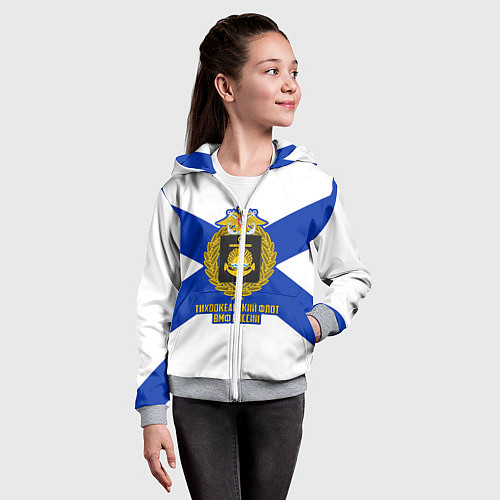 Детская толстовка на молнии Тихоокеанский флот ВМФ России / 3D-Меланж – фото 4