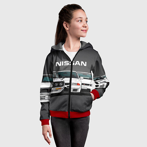 Детская толстовка на молнии NISSAN / 3D-Красный – фото 4