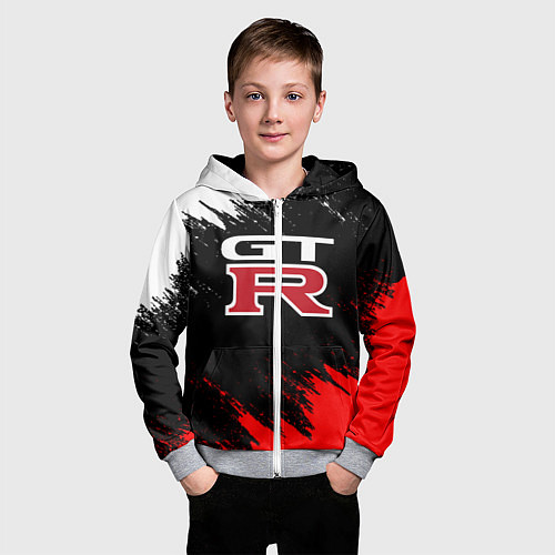 Детская толстовка на молнии NISSAN GTR / 3D-Меланж – фото 3
