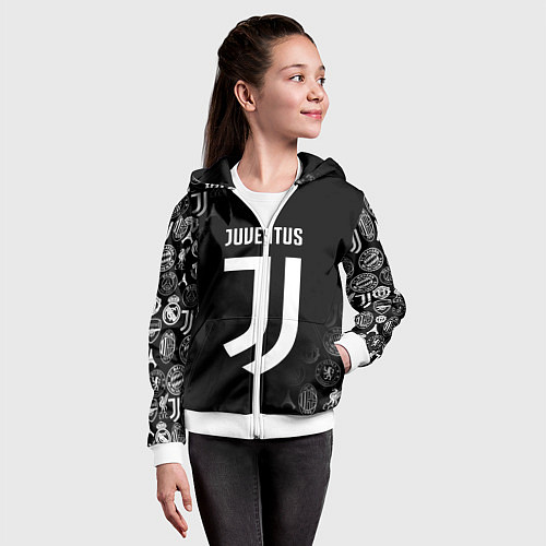Детская толстовка на молнии JUVENTUS / 3D-Белый – фото 4