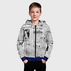 Толстовка на молнии детская Газета Newspaper, цвет: 3D-синий — фото 2