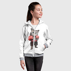 Толстовка на молнии детская Кот боксёр, цвет: 3D-меланж — фото 2