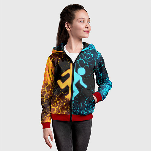 Детская толстовка на молнии PORTAL / 3D-Красный – фото 4