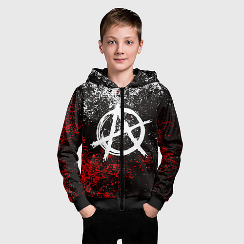 Детская толстовка на молнии АНАРХИЯ / 3D-Черный – фото 3