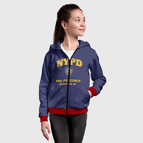 Детская толстовка на молнии Бруклин 9-9 департамент NYPD / 3D-Красный – фото 4