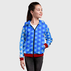 Толстовка на молнии детская Синие соты, цвет: 3D-красный — фото 2