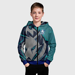 Толстовка на молнии детская Форма White wolves, цвет: 3D-синий — фото 2