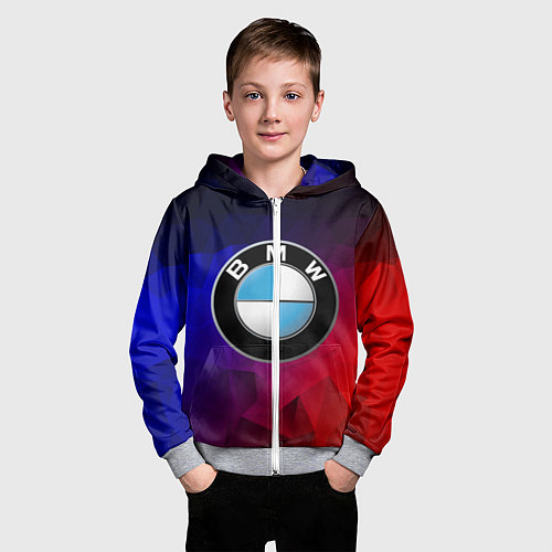 Детская толстовка на молнии BMW NEON / 3D-Меланж – фото 3