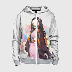 Толстовка на молнии детская KIMETSU NO YAIBA, цвет: 3D-меланж