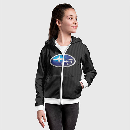 Детская толстовка на молнии SUBARU / 3D-Белый – фото 4