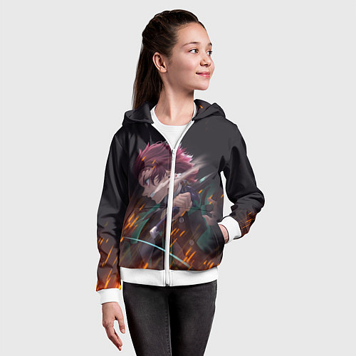 Детская толстовка на молнии KIMETSU NO YAIBA / 3D-Белый – фото 4