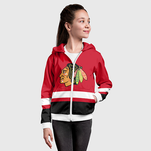 Детская толстовка на молнии Chicago Blackhawks / 3D-Белый – фото 4