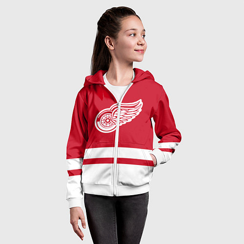 Детская толстовка на молнии Детройт Ред Уингз / 3D-Белый – фото 4