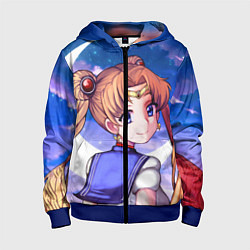 Толстовка на молнии детская SAILOR MOON, цвет: 3D-синий