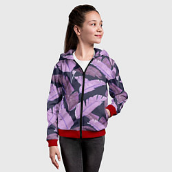 Толстовка на молнии детская Tropical leaves 4 purple, цвет: 3D-красный — фото 2