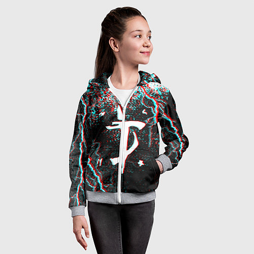 Детская толстовка на молнии DOOM ETERNAL GLITCH / 3D-Меланж – фото 4